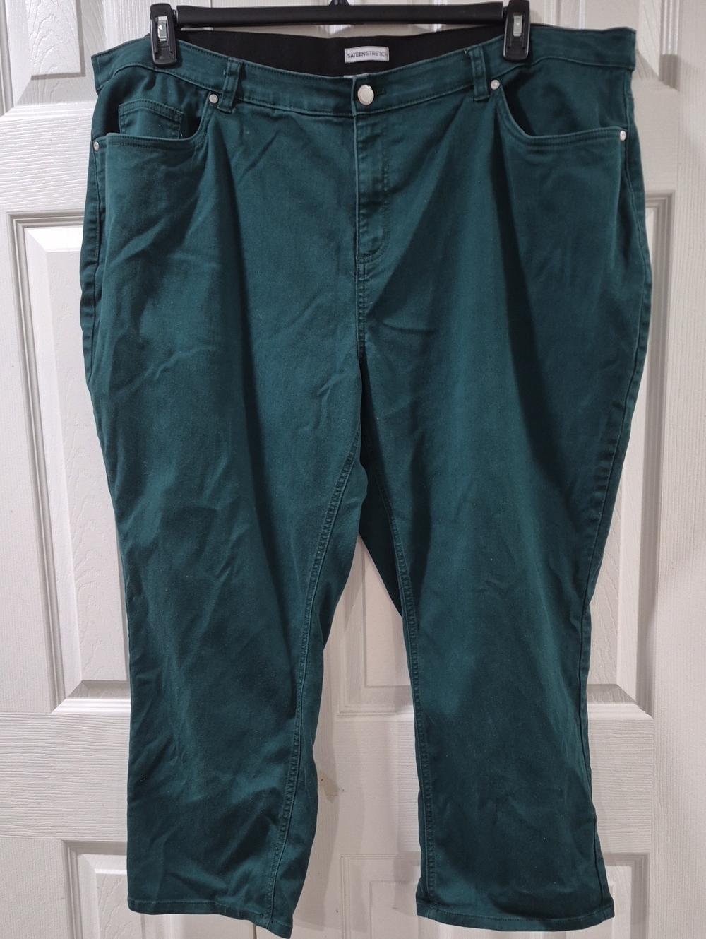 Catherines Teal Sateenstrerch Straight-Leg Jeans